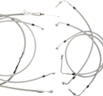Burly Handlebar Cable Brake Hose Kit For Harley Davidson FLHT 1584 2008-2010 38cm (15") - Silver