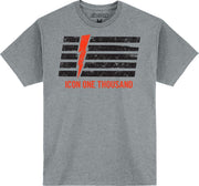 Icon Mens Adult Invasion Stripe T-Shirt - Black Grey Orange