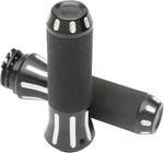 Drag Specialties Custom Grips For Harley Davidson FLD 1690 2012-2013 - Black Re-Silver