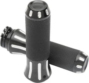 Drag Specialties Custom Grips For Harley Davidson FLD 1690 2012-2013 - Black Re-Silver