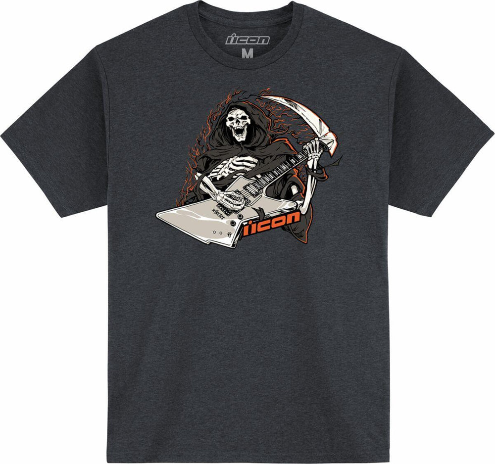Icon Mens Adult Grim Shredder T-Shirt - Black Heather Charcoal Off-White Orange