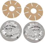 Drag Specialties "Live to Ride" Fuel Cap Covers For Harley Davidson FLD 1690 2012-2013 - Chrome