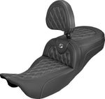 Saddlemen Roadsofa Carbon Fibre Seat with Driver Backrest For Harley Davidson FLH 1868 ABS 2021 - Black/Silver