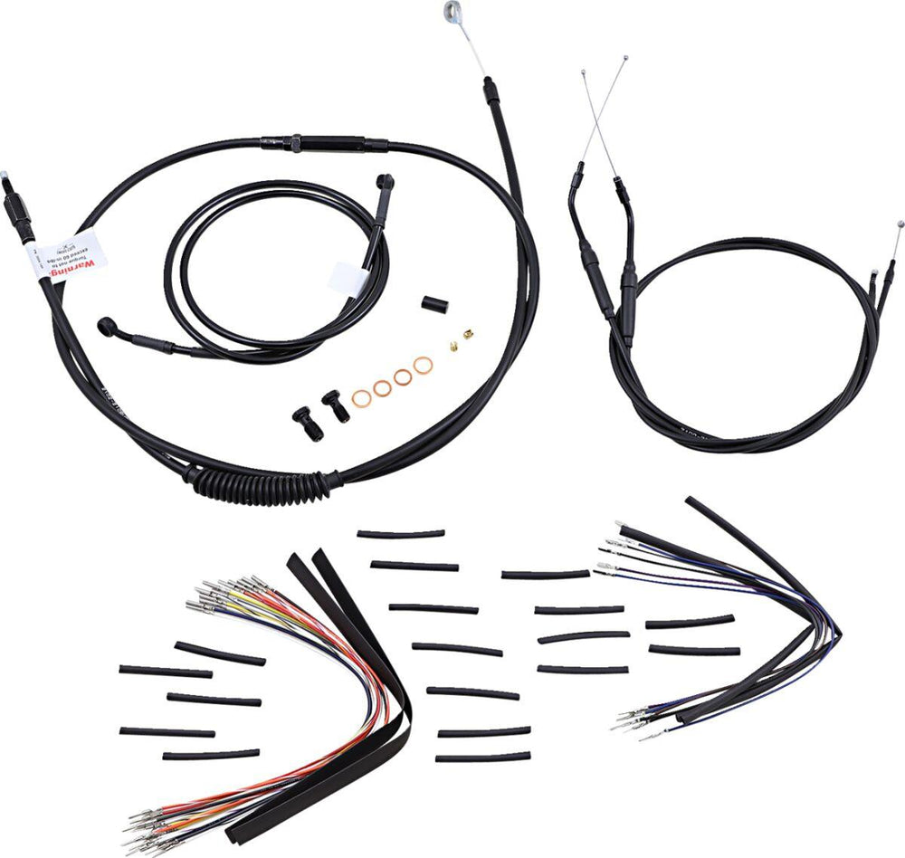 Burly Cable Line Kit for Ape Hanger Handlebars For Harley Davidson FXD 1450 2000-2003 40.5cm (16") - Black