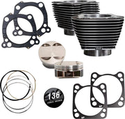 S&S Cycle 136" Big Bore Cylinder Kit For Harley Davidson FLDE 1750 ABS 2018-2020 - Black Granite/Highlighted Fins
