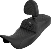 Saddlemen Dragon Scale Stitch RoadSofa Extended Reach Seat For Harley Davidson FLH 1868 ABS 2021 Dragon Stitch/Gripper - Black/Grey