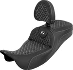 Saddlemen Dragon Scale Stitch Extended Reach RoadSofa Seat For Harley Davidson FLH 1868 ABS 2021 Dragon Stitch/Gripper - Black/White