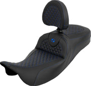 Saddlemen Dragon Scale Stitch Extended Reach RoadSofa Seat For Harley Davidson FLH 1868 ABS 2021 Dragon Stitch/Gripper - Black/Blue