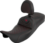 Saddlemen Dragon Scale Stitch Extended Reach RoadSofa Seat For Harley Davidson FLH 1868 ABS 2021 Dragon Stitch/Gripper - Black/Red