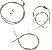 LA Choppers Standard Stainless Braided Handlebar Cable/Brake Hose Kit For Harley Davidson FLHTC1340 1996-1998 45.5 cm - 51 cm (18" - 20") - Clear-Coated