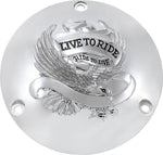 Drag Specialties Live to Ride Derby Cover For Harley Davidson FLH 1340 1979-1984 - Chrome