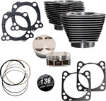 S&S Cycle 136" Big Bore Cylinder Kit For Harley Davidson FLDE 1750 2018-2020 - Black Granite Highlighted Fins