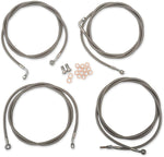 LA Choppers Standard Stainless Braided Handlebar Cable/Brake Hose Kit For Harley Davidson FLHR 1750 2017-2019 45.5 cm - 51 cm (18" - 20") - Clear-Coated