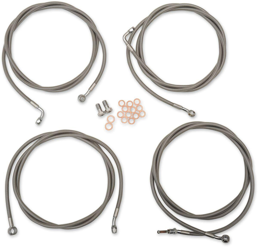 LA Choppers Standard Stainless Braided Handlebar Cable/Brake Hose Kit ABS For Harley Davidson FLHR 1750 2017-2019 38 cm - 43 cm (15" - 17") - Clear-Coated