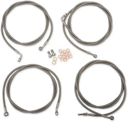 LA Choppers Standard Stainless Braided Handlebar Cable/Brake Hose Kit ABS For Harley Davidson FLHR 1750 2017-2019 38 cm - 43 cm (15" - 17") - Clear-Coated