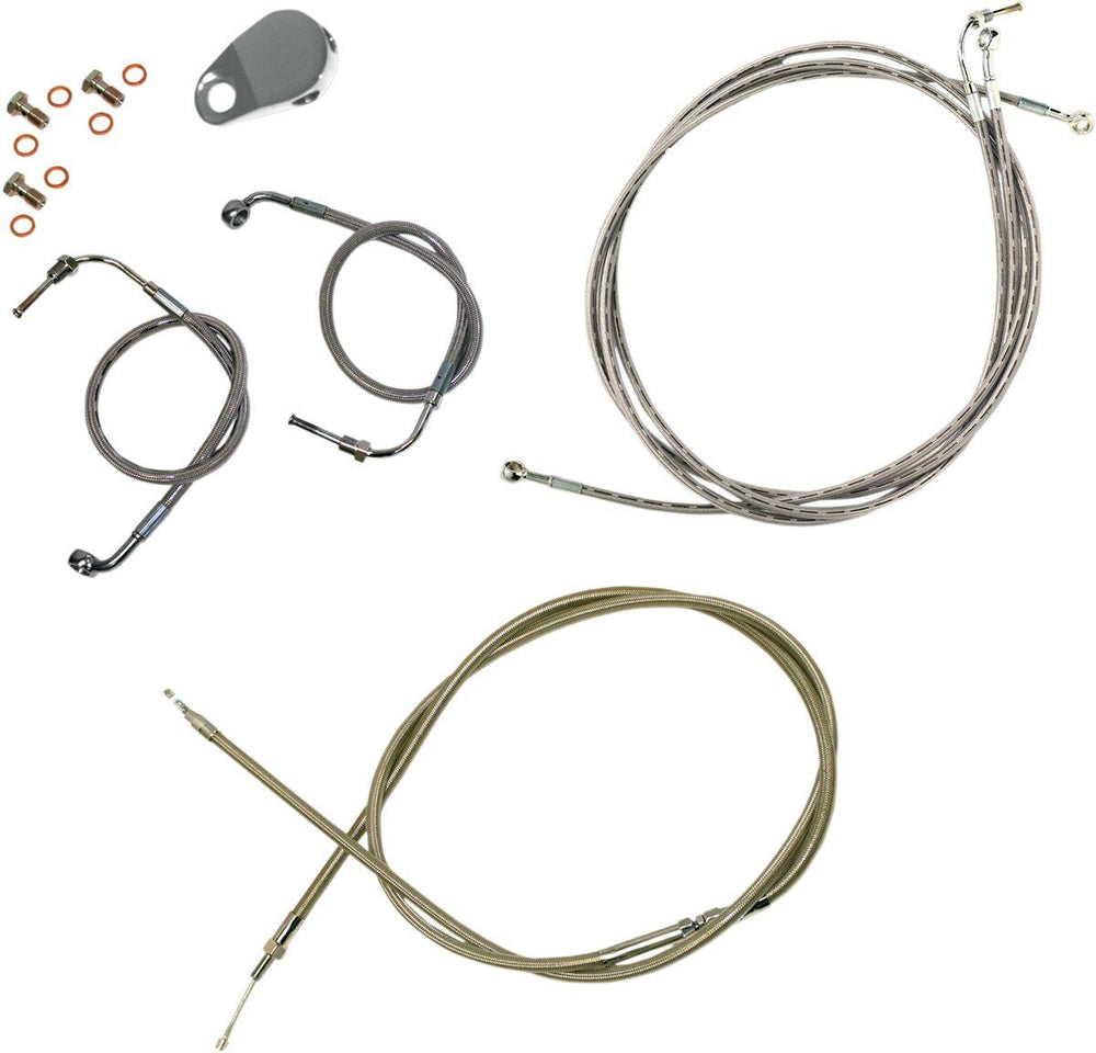LA Choppers Standard Stainless Braided Handlebar Cable/Brake Hose Kit For Harley Davidson FLTR 1584 2008-2010 45.5 cm - 51 cm (18" - 20") - Clear-Coated