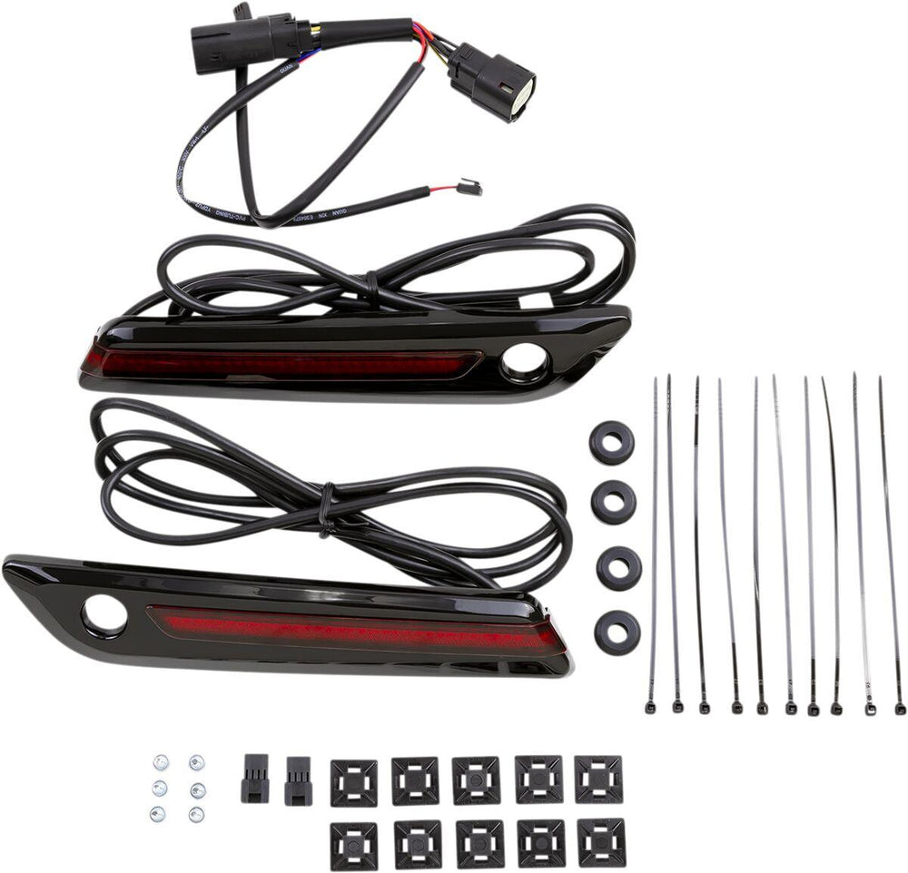 Ciro LED Saddlebag Hinge Covers For Harley Davidson FLH 1868 ABS 2021 - Black/Red