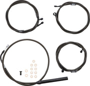 LA Choppers Standard Midnight Braided Handlebar Cable/Brake Hose Kit For Harley Davidson FLH 1868 ABS 2021 30.5 cm - 35.5 cm (12" - 14") - Black/Clear-Coated