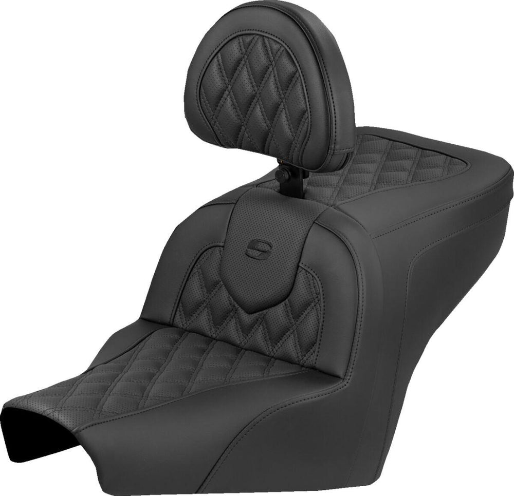 Saddlemen Roadsofa Seat With Driver Backrest For BMW R 18 B ABS 2023-2026 Lattice Stitched - Black