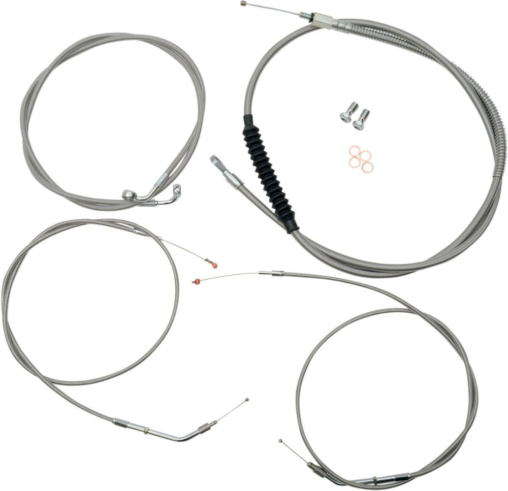 LA Choppers Standard Stainless Braided Handlebar Cable/Brake Hose Kit For Harley Davidson XL1200C 2004-2006 Standard - Clear-Coated
