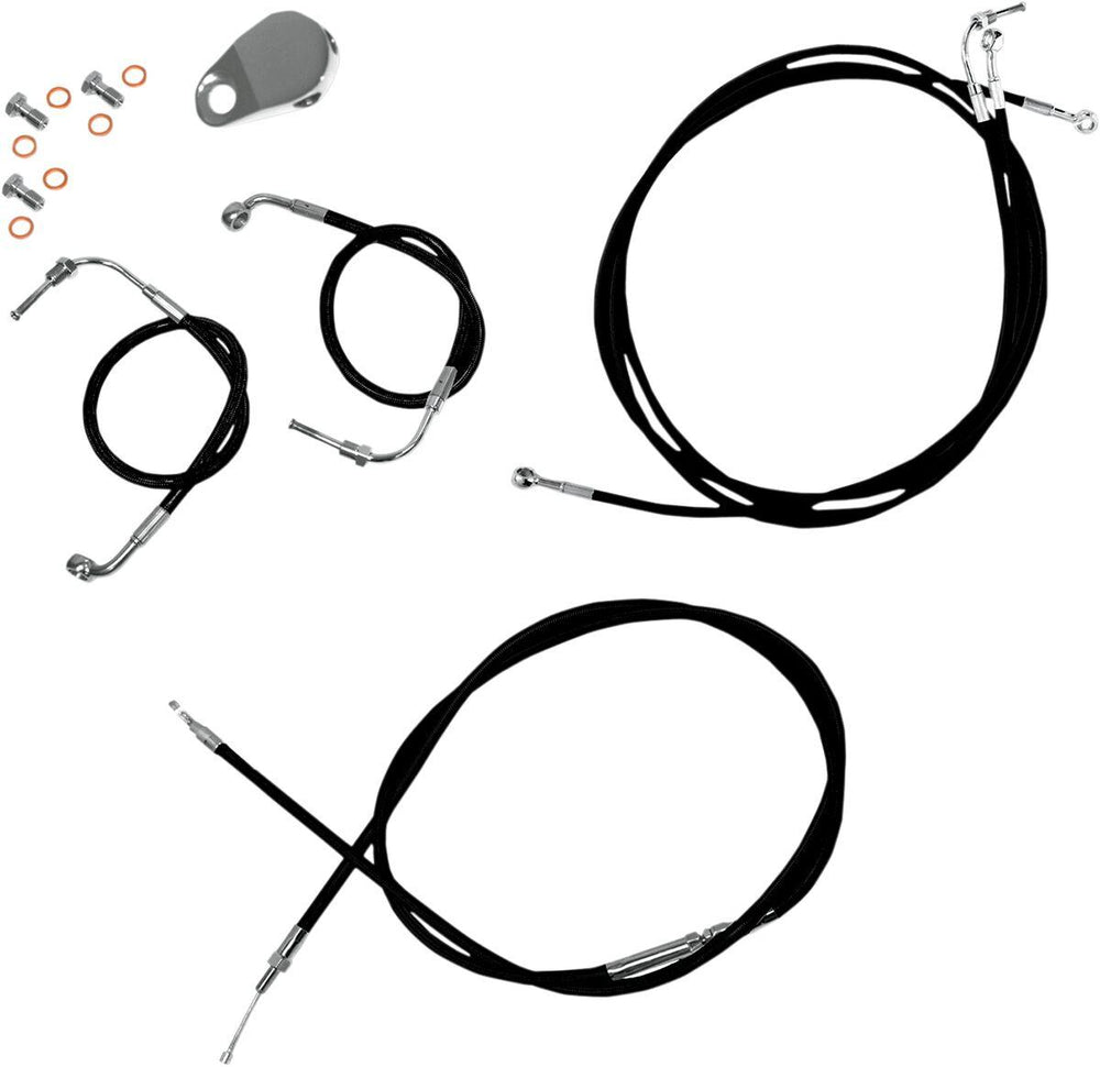 LA Choppers Standard Black Vinyl Handlebar Cable/Brake Hose Kit ABS For Harley Davidson FLHR 1584 2008-2011 30.5 cm - 35.5 cm (12" - 14") - Black
