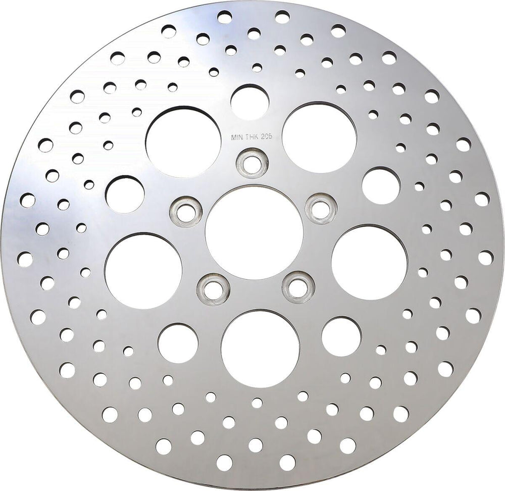 Drag Specialties Polished Stainless Steel Drilled Brake Disc For Harley Davidson FLD 1690 2012-2013 Rear - Silver