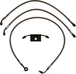 LA Choppers Midnight Braided Brake Hose Kit For Harley Davidson FLS 1690 ABS 2012-2013 12" - 14" - Black/Midnight