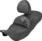 Saddlemen Extended Reach RoadSofa Seat With Backrest For Harley Davidson FLH 1868 ABS 2021 - Black/Silver