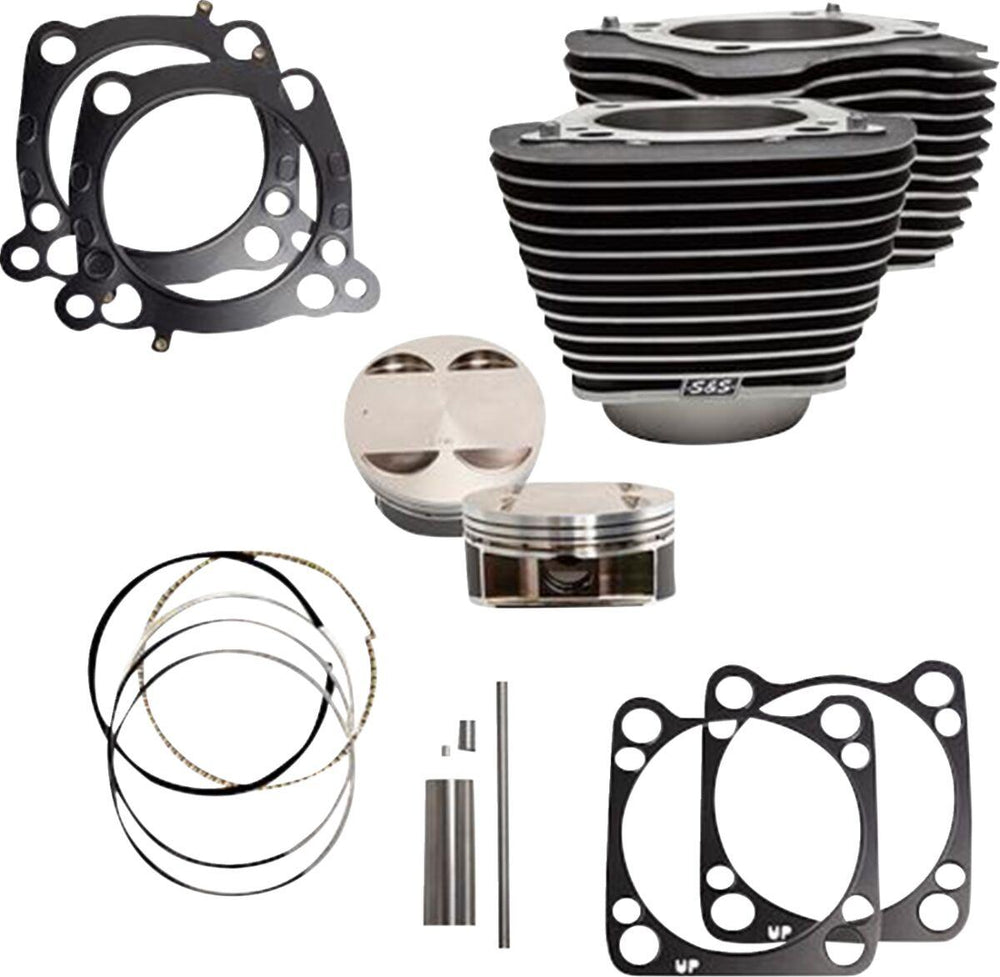 S&S Cycle Cylinder Kit For Harley Davidson FLDE 1750 ABS 2018-2020 - Highlighted Fins/Wrinkle Black