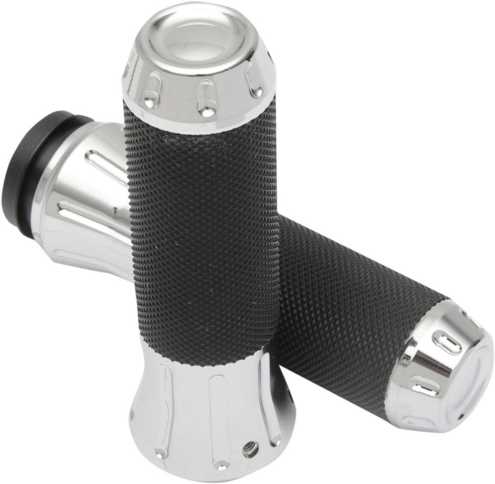 Drag Specialties Custom Grips For Harley Davidson FLHR 1584 2008 - Black Chrome
