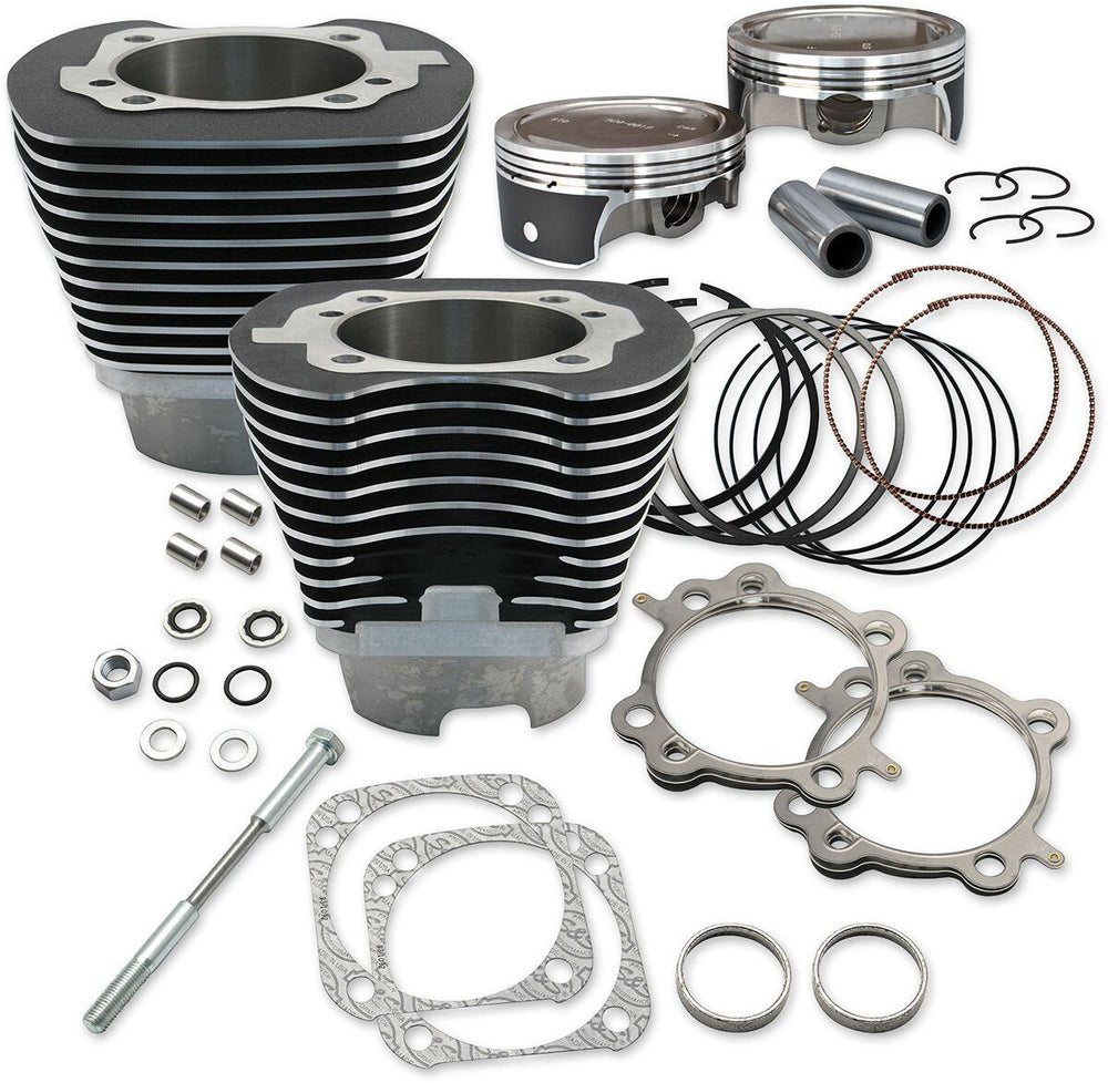 S&S Cycle 124" Cylinder & Piston Kit For Harley Davidson FLD 1690 2012-2013 - Black Powder-Wrinkle Black