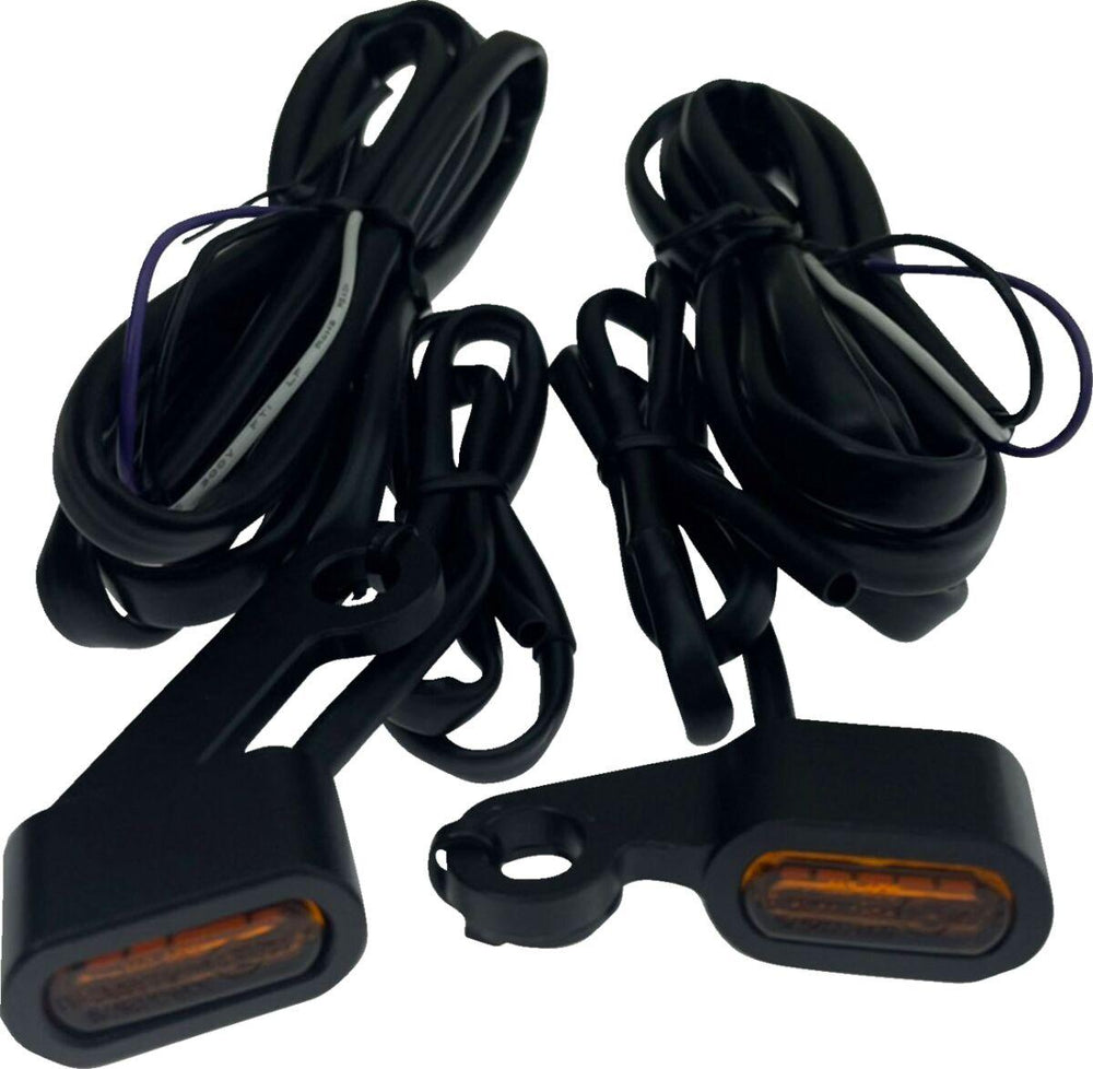 Drag Specialties LED Handlebar Marker Lights For Harley Davidson XL 1200 C 2004-2013 Black Amber