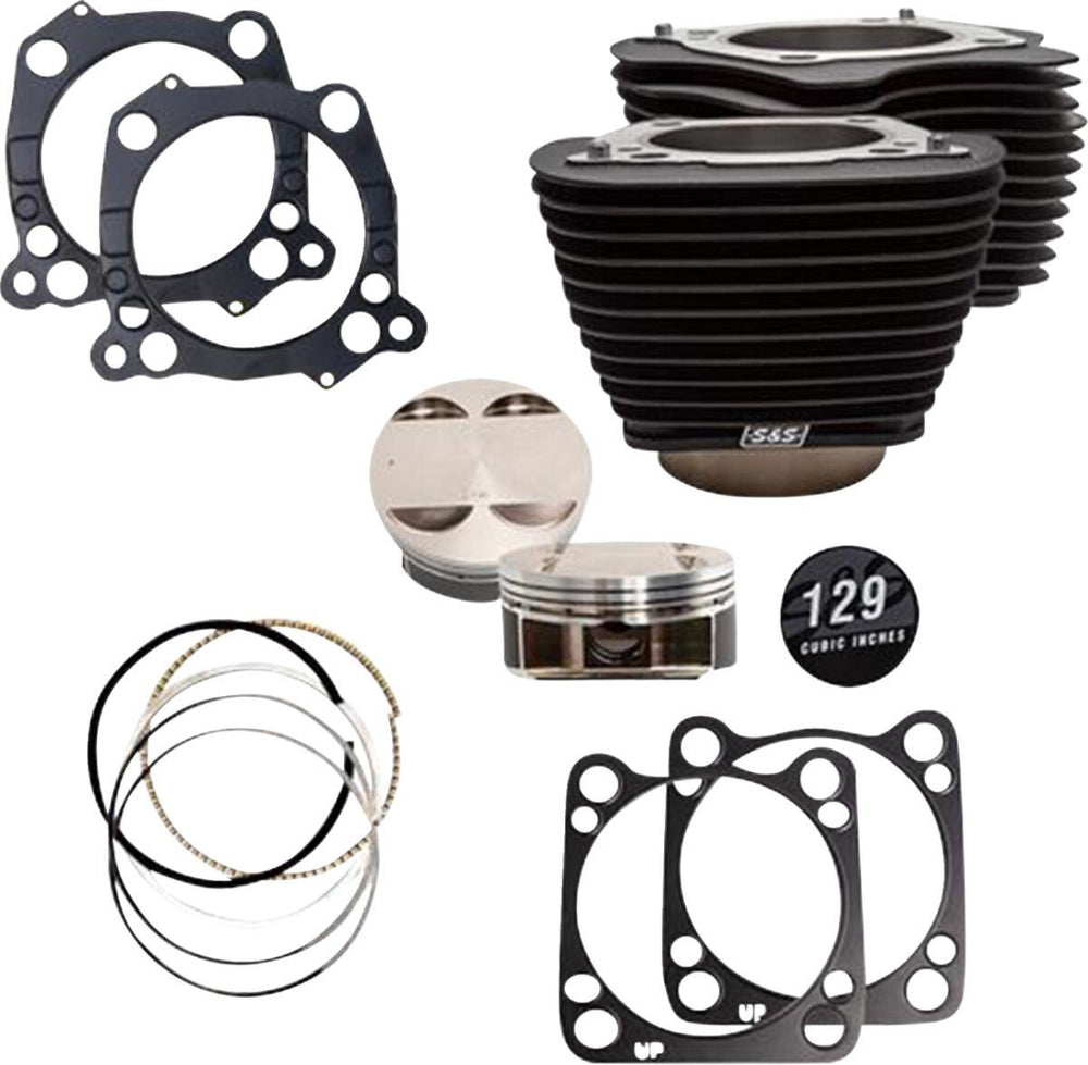 S&S Cycle 129" Big Bore Cylinder Kit For Harley Davidson FLDE 1750 ABS 2018-2020 - Non-Highlighted Fins/Wrinkle Black