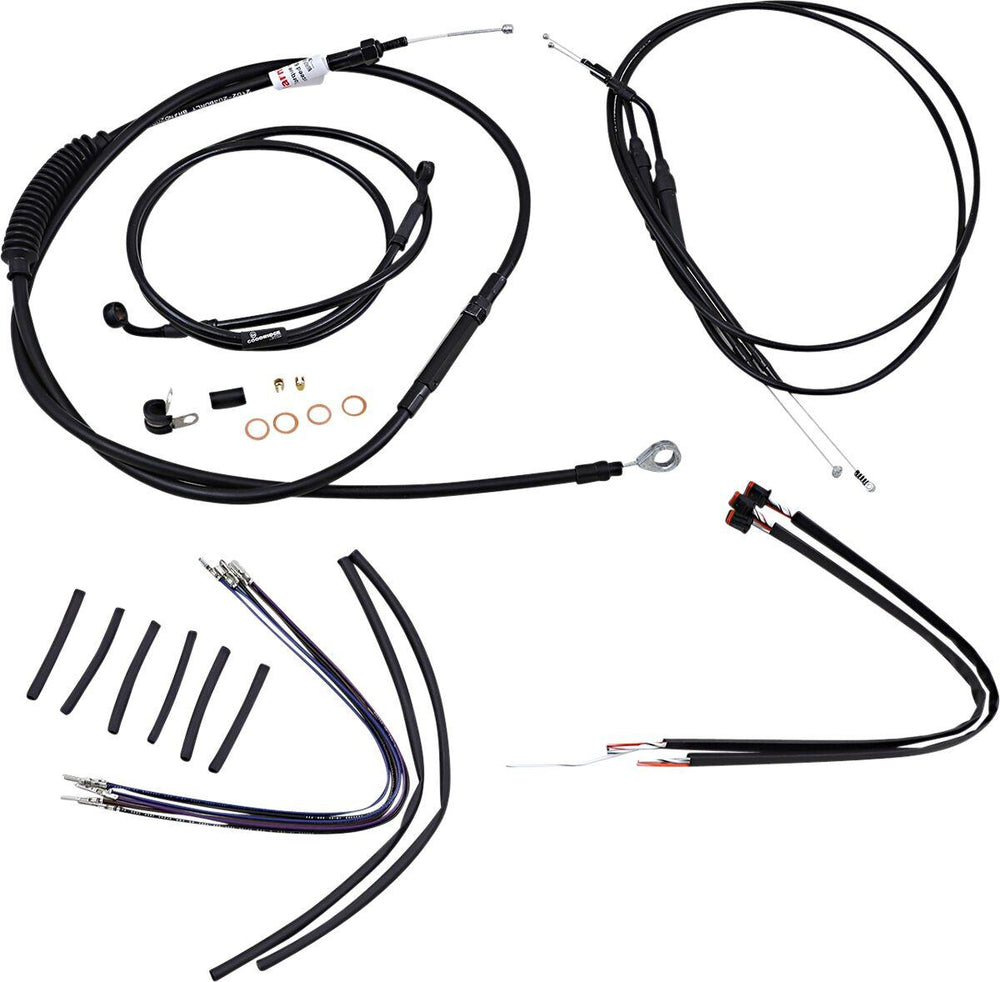 Burly Cable Line Kit for Ape Hanger Handlebars For Harley Davidson XL 1200 C 2014-2016 35.5cm (14") - Black