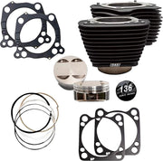 S&S Cycle 136" Big Bore Cylinder Kit For Harley Davidson FLDE 1750 2018-2020 - Non-Highlighted Fins Wrinkle Black