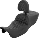Saddlemen Roadsofa Extended Reach Seat With Backrest For Harley Davidson FLRT 1690 2015-2016 Carbon Fiber/Lattice Stitched - Black