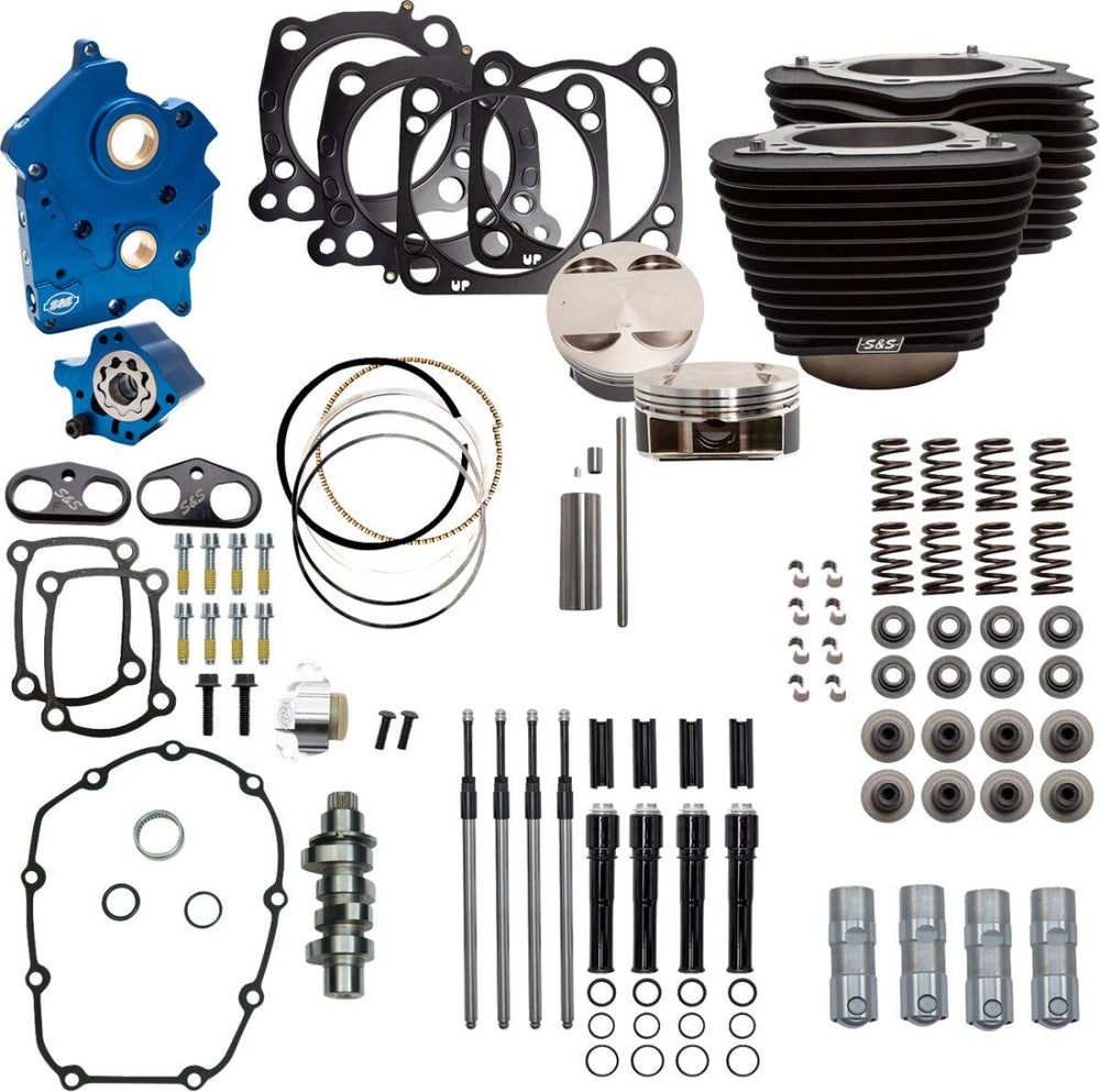 S&S Cycle 124" Power Package For Harley Davidson FLDE 1750 ABS 2018-2020 - Black Granite/Highlighted Fins