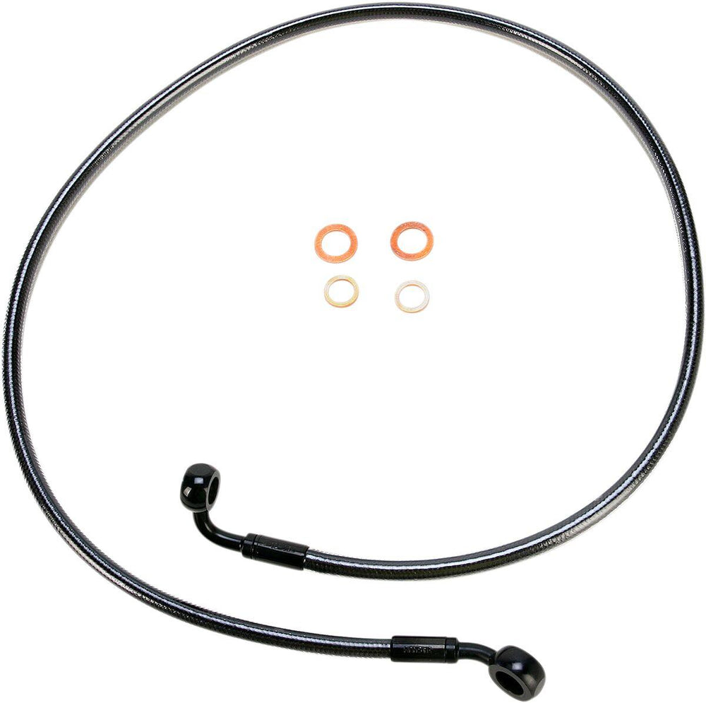 Magnum Shielding E-Z Align Braided Single Disc Front Brake Hose For Harley Davidson FLS 1690 2012-2014 Front 112 cm (44") - Black Black Pearl