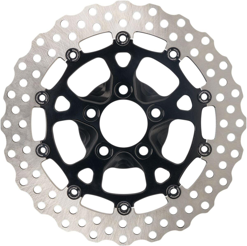 Performance Machine Two Piece Brake Disc For Harley Davidson FLD 1690 2012-2013 Front 11.8" - Black Silver