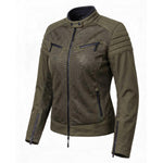 Spada Cafe Air Ladies Ventilated Motorcycle Jacket - Olive Green