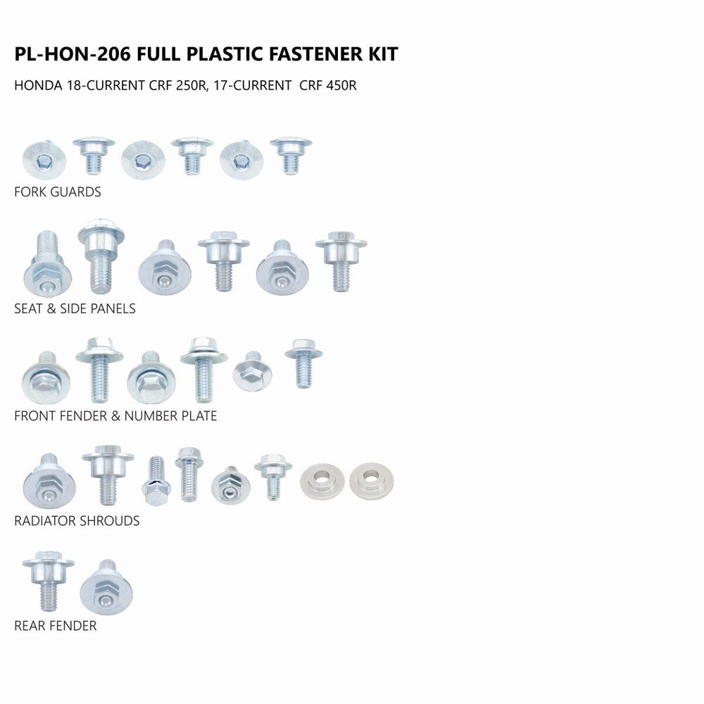 UFO Full Plastic Fastener Kit For Honda CRF250 2019 - Steel
