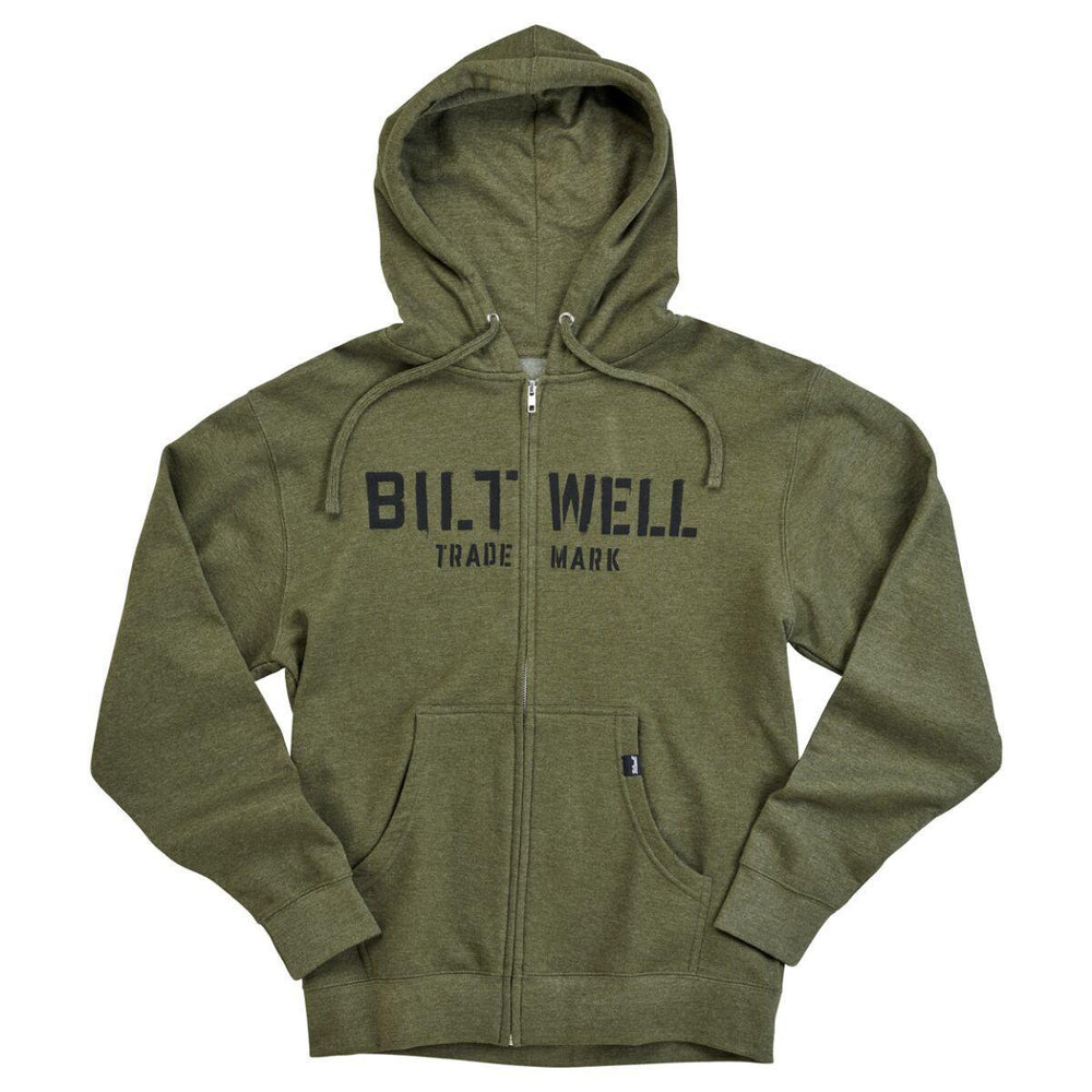 Biltwell Mens Adult Stencil Zip Hoodie - Olive
