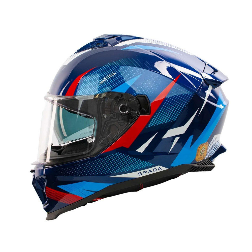 Spada SP18 Vertex Full Face Motorcycle Helmet - Blue/Red/White