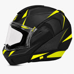 Spada Vortex Ion Flip Front Motorcycle Helmet - Black/Fluro Yellow