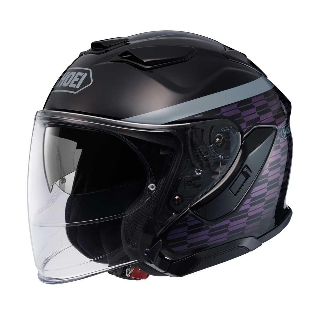 Shoei J-Cruise 3 Acconic TC-2 Open Face Motorcycle Helmet - Black/Purple