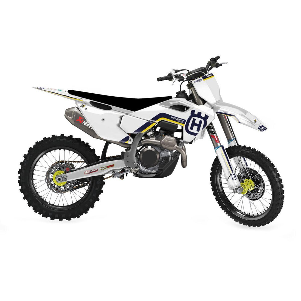 Blackbird Retro Graphics Kit For Husqvarna FC250 2025-2027 - White/Blue/Yellow