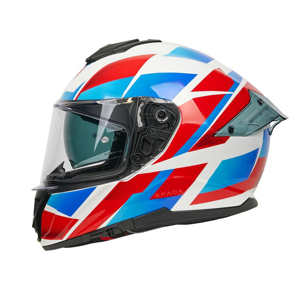 Spada Blade Sabre Full Face Motorcycle Helmet - White/Blue/Red