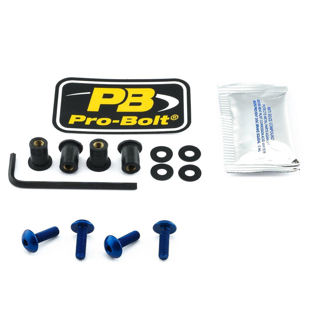 Pro Bolt Aluminium Screen Bolt Kit For Mv Agusta Brutale 800 ABS 2015-2022 - Blue