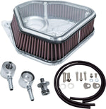 Alloy Art Boom Box Air Cleaner Kit For Harley Davidson FLDE 1750 2018-2020 - Clear Silver