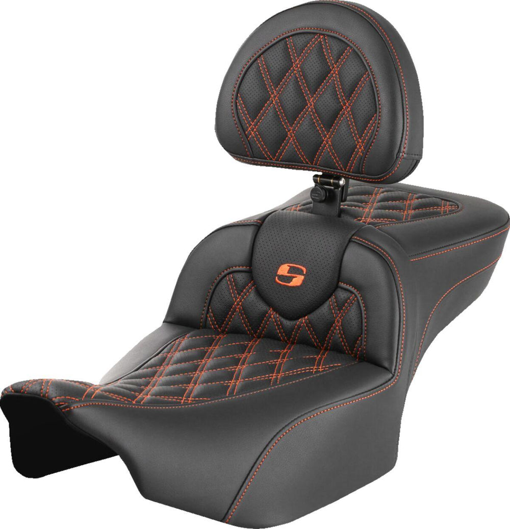 Saddlemen Roadsofa Extended Reach Seat For Harley Davidson FLHX 1923 ABS 2024-2026 - Black/Orange